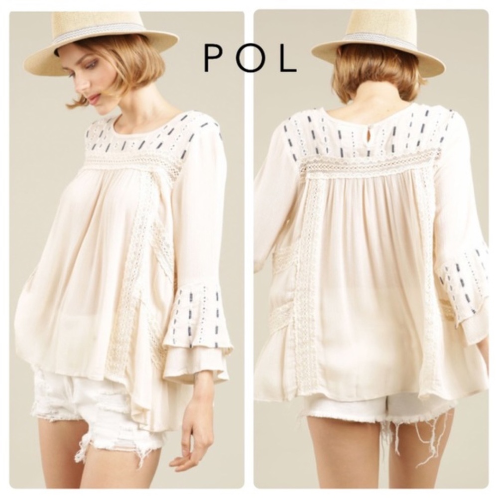POL        Creme Gauze Boho Top